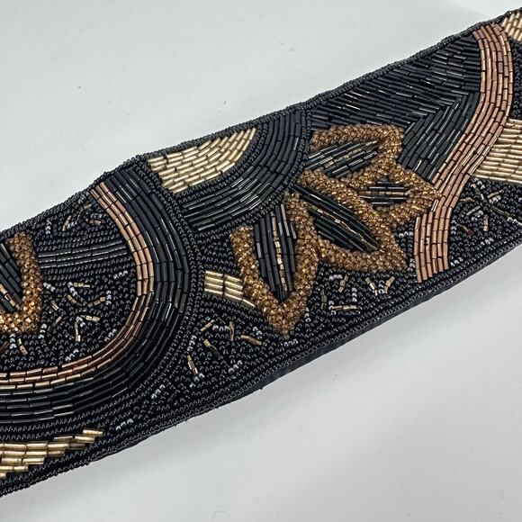 Crown Pacific Beaded Belt Hook Look Black Gold Metallic Size Medium‎ - Picture 2 of 10